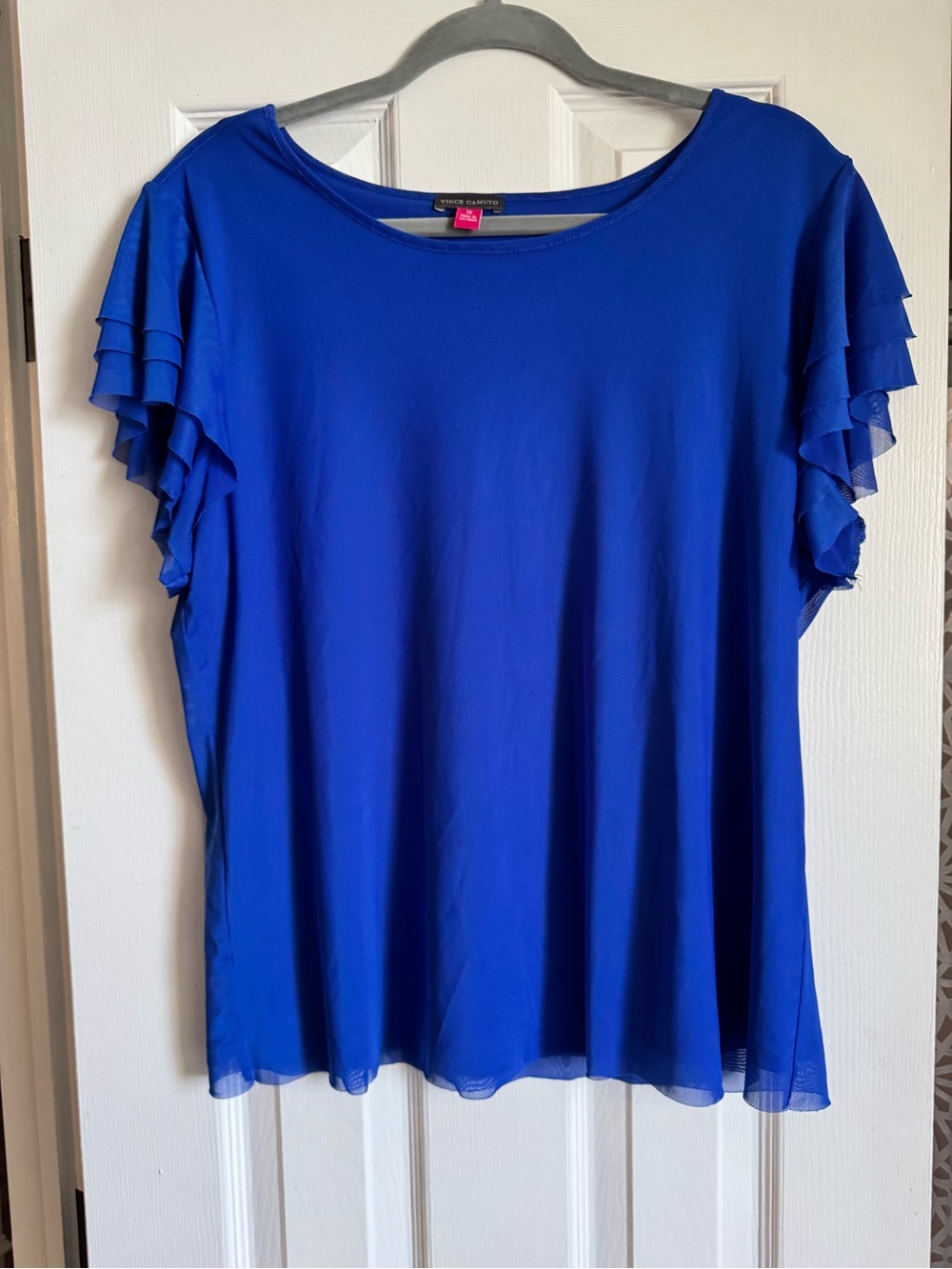 Vince Camuto Royal Blue Ruffle Sleeve Blouse